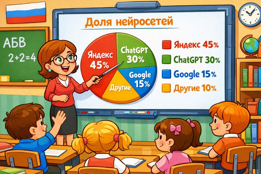 Market Share of Neural Networks in Russia for GEO-Promotion in AI